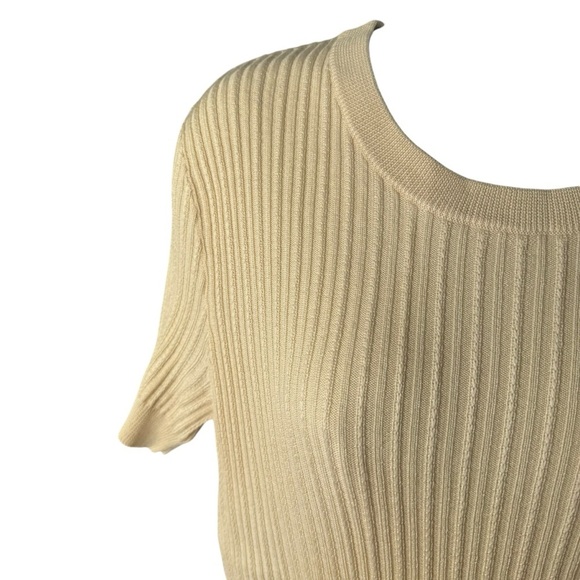 Ralph Lauren Purple Label Sweater Blouse Women's SZ.
L Cream Wool Silk Ribbed - Picture 3 of 16